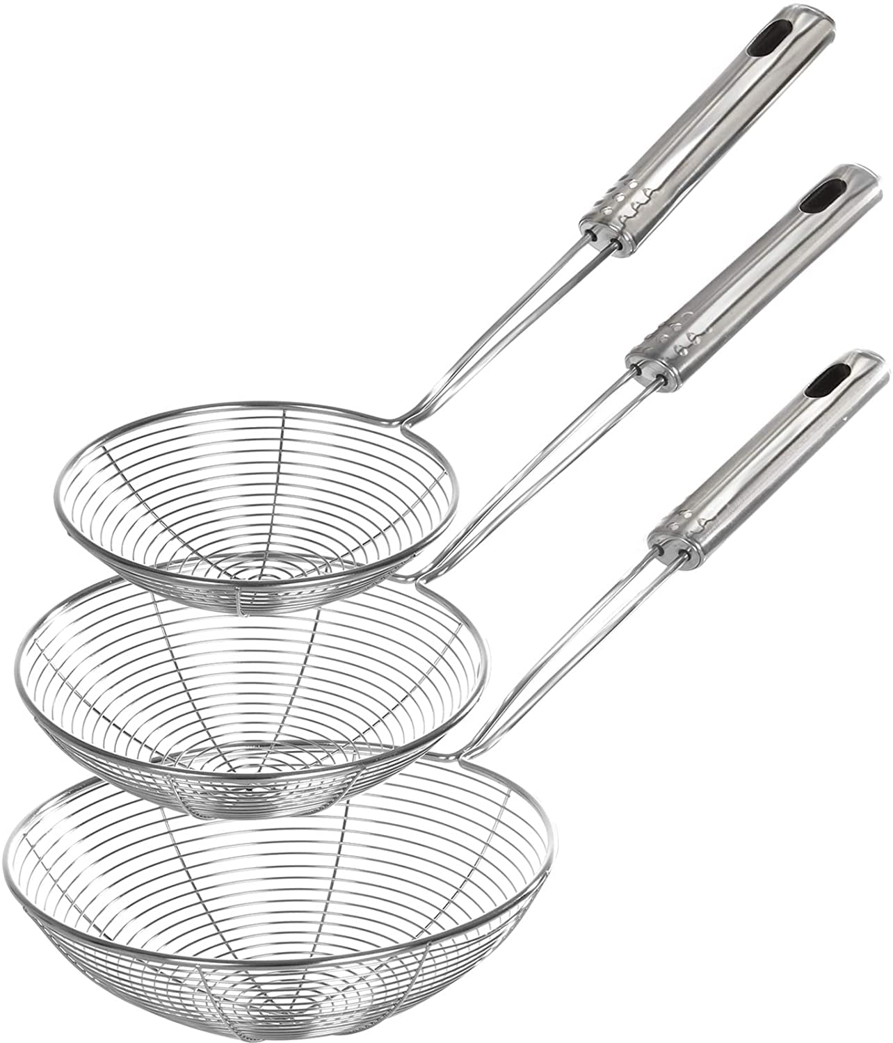 shuoyiersty Solid Spider Strainer Skimmer Ladle with Handle Stainless Steel Kitchen Tool