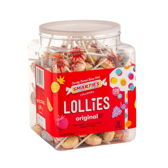 Smarties Pops, Jar, Wrapped, 34 Oz, 120 Ct