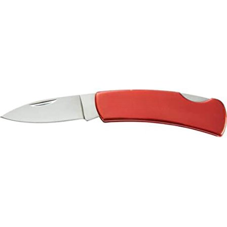 Honed Blade and Red Stainless Steel Handle Knofe