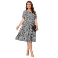 thumbnail image 2 of Maskion Womens Plus Size Summer Dress 2023 Casual Short Sleeve Empire Waist Loose Fit Swing T-Shirt Dress with Pockets,XL Leopard White, 2 of 5