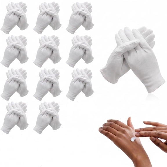 11 Pairs White Cotton Gloves Stretch Moisturizing Sleep Gloves SPA Inspection Costume Gloves for Men Women