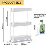 SOYO 3 Tier Slim Rolling Storage Cart, Mobile Shelving Unit Bathroom Organizer Utility Cart for Kitchen, Laundry Room Organization, Narrow Places(White)