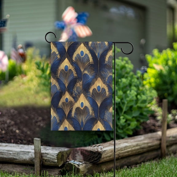Yayeee Garden Flag 12" x 18" Double Sided Outdoor Yard Lawn Holiday Decorations, Blue Peacock Feathers Pattern