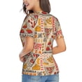 thumbnail image 3 of V Neck Tee Tops Summer Short Sleeve Casual T-Shirts, Italian Pizza Mushrooms Vintage, 3 of 6