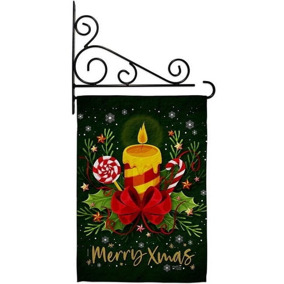Angeleno Heritage GS130297-BO-03 13 x 18.5 in. Xmas Candles Garden Flag Set for Wintertime Christmas Double-Sided Decorative Vertical Flags & House Decoration Banner Yard Gift