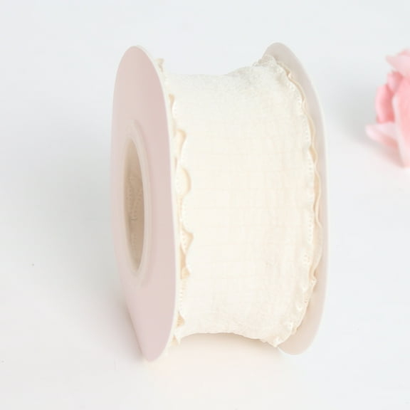 XmhyTop-A Beige Ruffle Ribbon 9 yards Polyester Trimming Ribbon, Wrinkled Wave Edge for Christmas & Wedding Decor,Width: 4cm