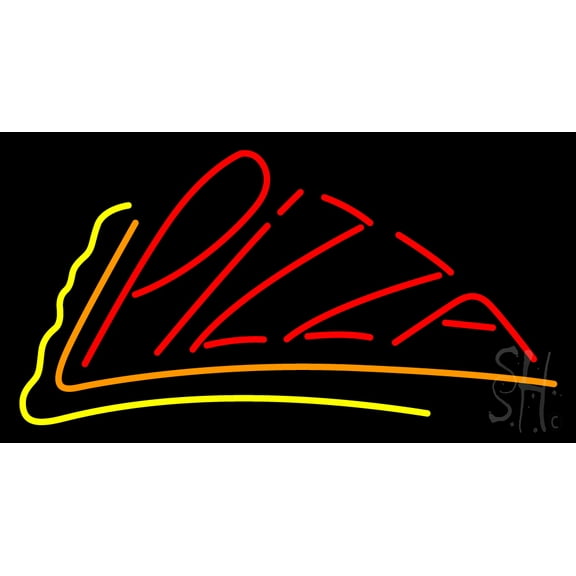 Red Pizza LED Neon Sign 20 x 37 - inches, Black Square Cut Acrylic Backing, with Dimmer - Bright and Premium built indoor LED Neon Sign for restaurant window and interior decor.