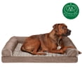 thumbnail image 5 of FurHaven Pet Products Luxe Fur & Performance Linen Memory Top Sofa Pet Bed for Dogs & Cats - Woodsmoke, Large, 5 of 13