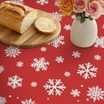 thumbnail image 5 of Rectangle Christmas Tablecloth 60x102 Inch, Farmhouse Red Snowman Snowflake Christmas Table Cloth, Polyester Waterproof Wrinkle Resistant Xmas Table Cover for Holidays Kitchen Dinning Table Home Decor, 5 of 6