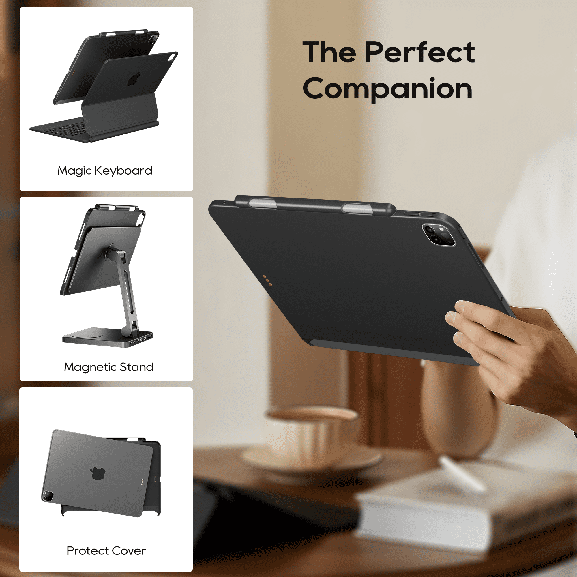 Pekarejue Magnetic Case with Pencil Holder Compatible with iPad Pro 13-inch M5 M4 2024 2025 and Compatible with Apple Magic Keyboard & Smart Folio Keyboard & Magnetic Stand
