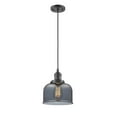 thumbnail image 1 of Innovations Lighting 201C-OB-G73 One Light Large Bell Cord Pendant-8 Inches Wide by 10 Inches High   Oiled Rubbed Bronze Finish with Smoked Glass, 1 of 2