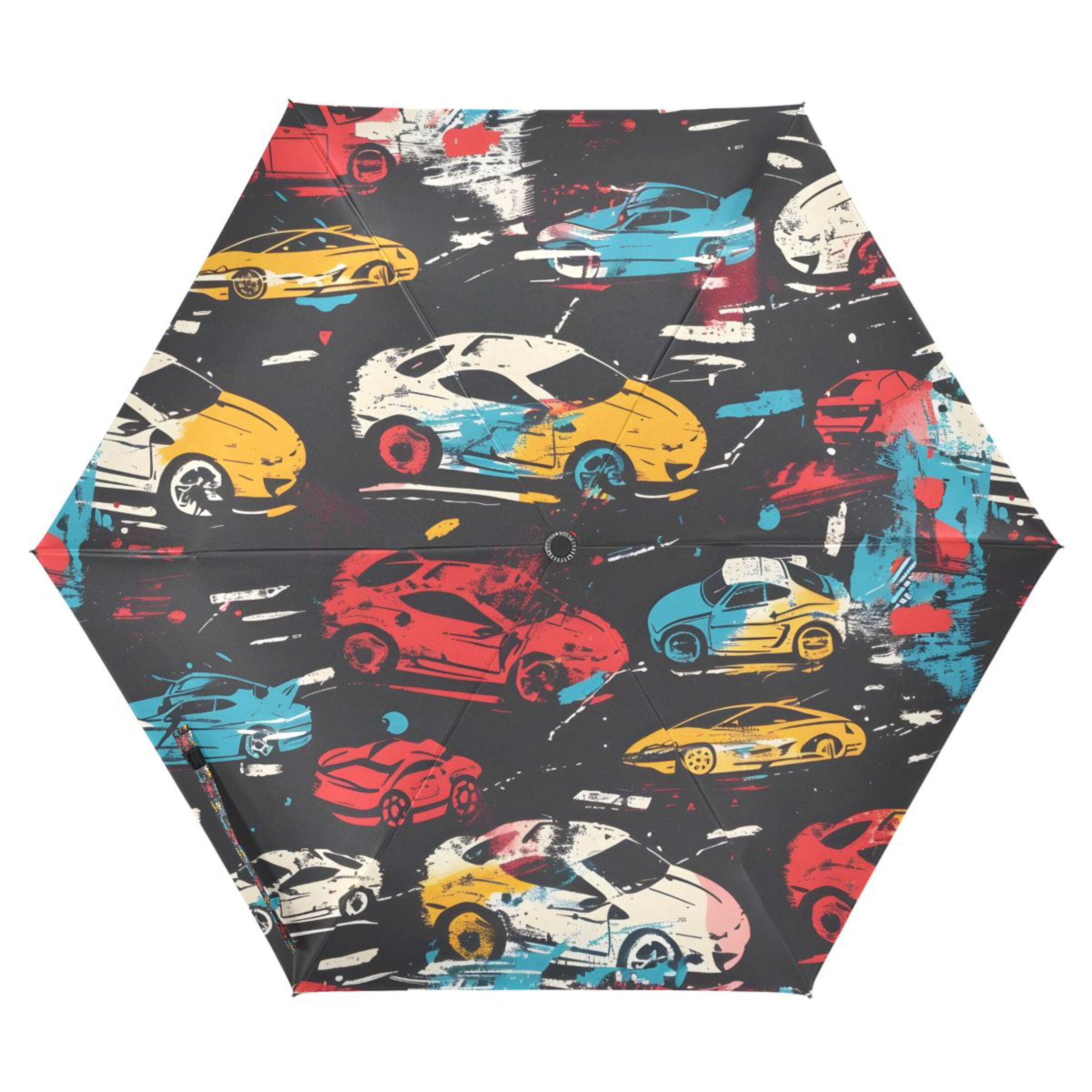 Abstract Sport Cars Compact Sun Umbrella Windproof Travel Umbrellas for Rain Strong Portable UV Protection