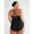 thumbnail image 2 of Time and Tru Women's and Women's Plus Plunge X Back One Piece Swimsuit, Sizes XS-2X, 2 of 6