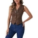 thumbnail image 1 of CHALECO SIN MANGAS DE SUEDE FALSO V DE MUJER INSPIRAR CHIC CON BOTONES VINTAGE CASUAL COLOR MARRÓN TAMAÑO XS, 1 of 5