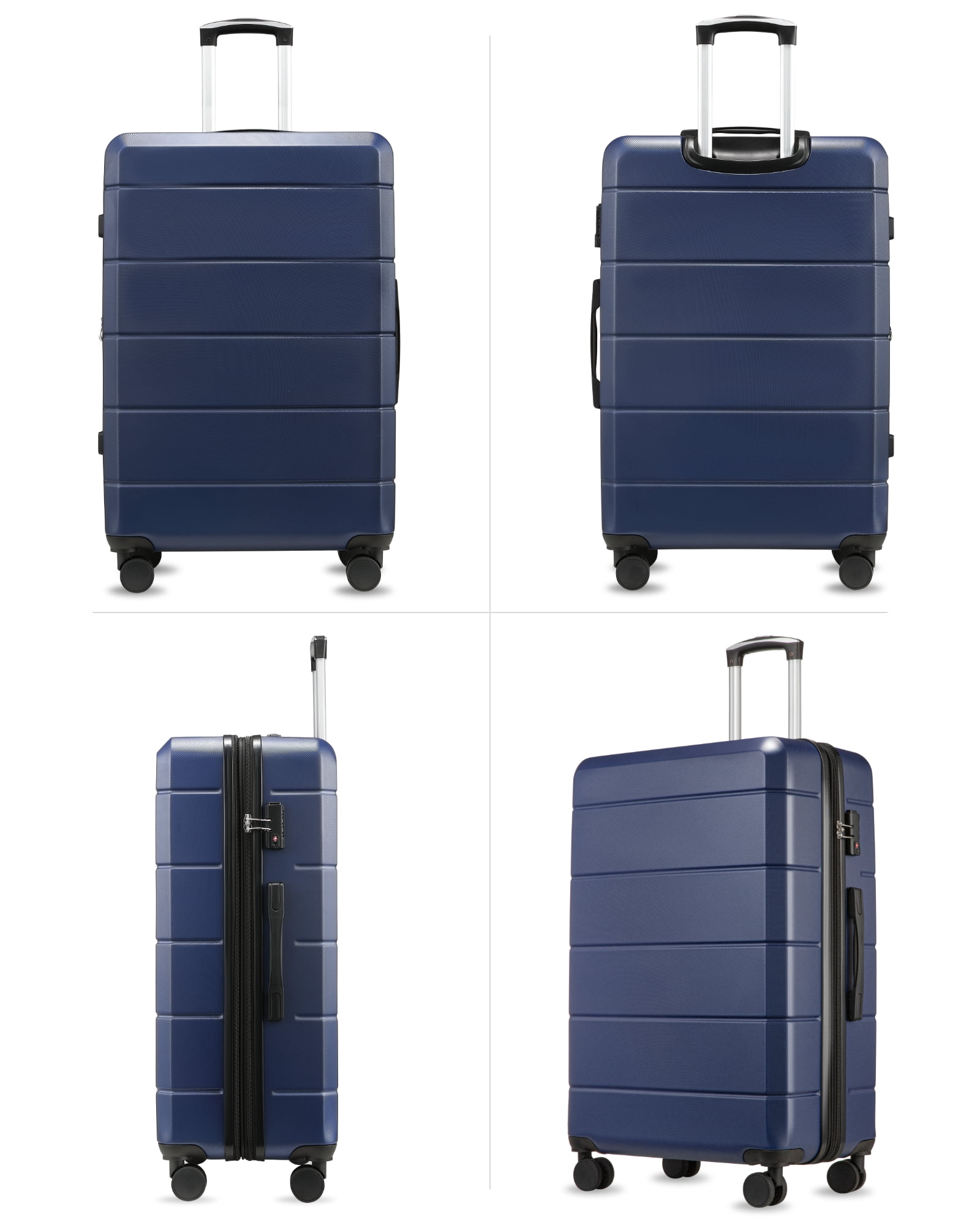28" Checked Large Expandable Luggage,Hardside Spinner Suitcase with TSA Lock, Blue - EX-Lite