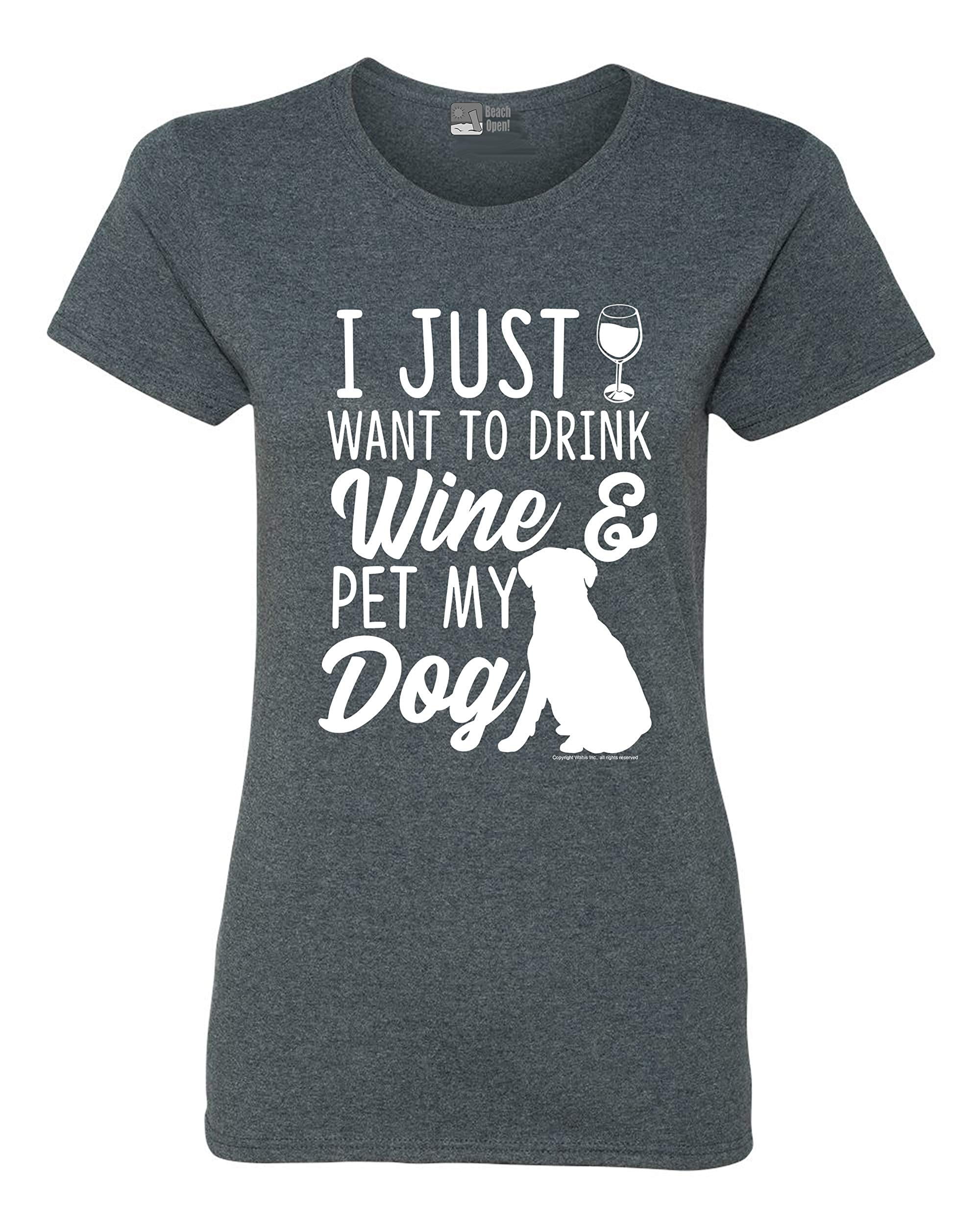 I Just Want To Drink Wine and Pet My Dog T-Shirt Funny Grape Drinker  Adult Tank 