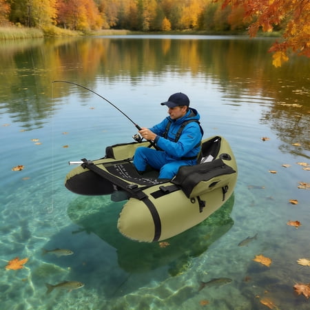 Portable Inflatable Fishing Float Tube, Fishing Belly Boat with Boat Oar, Pump, Storage Bag, Adjustable Straps, Fishing Float Tube for Angling, Load Capacity 130kg/286.6lbs