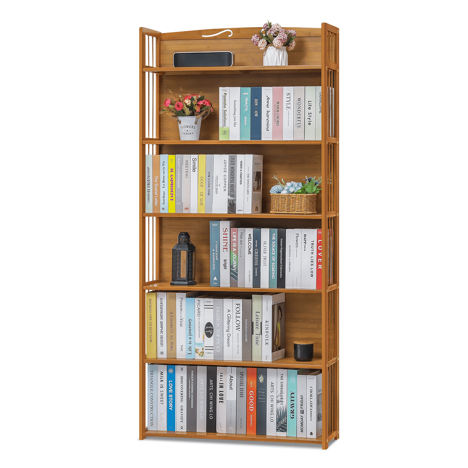 Magshion Bamboo 6 Shelves Modern Bookshelf, Open Bookcase Shelves