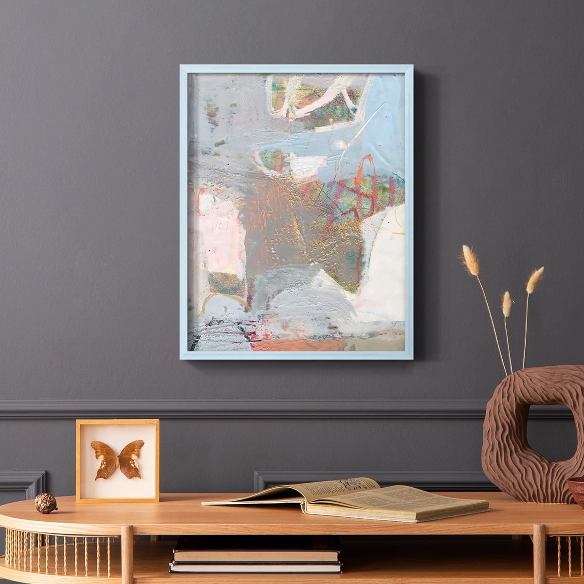 Minim II in Blue Solid Wood 11 x 14 Framed Print