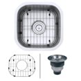 thumbnail image 1 of Ruvati RVM4138 16 x 16 in. Bar Prep Sink Undermount 16 Gauge Stainless Steel, 1 of 1