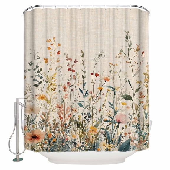 Small Stall Shower Curtain 36x72 Inch Narrow Half Size Vintage Botanical Bath Curtains Bathroom Decor Spring Floral Summer Botanical Rustic Waterproof Fabric Shower Curtain Set with Hooks 36 Inch