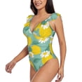 thumbnail image 2 of Disketp Lemons PrintWomen's Ruffled One Piece Swimsuit V Neck-Small, 2 of 8