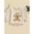thumbnail image 2 of Baby Girls Boys Sweatshirts Rompers Christmas Clothes Letter Gingerbread Man Embroidered Long Sleeve Fall Bodysuits, 2 of 8