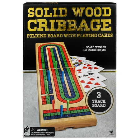 - Solid Wood Cribbage Folding Board with Playing Cards