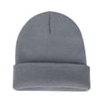 thumbnail image 2 of Men Women Solid Color Warm Woolen Knitted Cap Fluorescent Cuffed Beanie Hat, 2 of 7