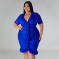 thumbnail image 3 of AURA Women Plus Size Mesh Layered V Neck Dress Sexy A Line Midi Summer Vacation Dress, 3 of 6