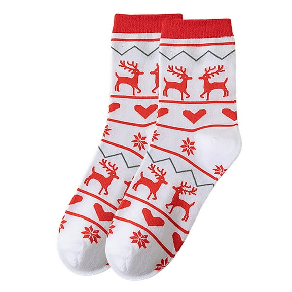 Christmas Socks for Women Christmas Autumn And Winter Ladies Socks Casual Christmas Style Printed Mid Calf Famale Socks