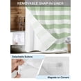 thumbnail image 3 of No Hook Cloth Fabric Shower Curtain with Snap in Liner, Sage Green Striped Waterproof Shower Curtains Set with See Through Top Window, Farmhouse Vintage Stripes Bath Curtains Shower 54"x78", 3 of 6