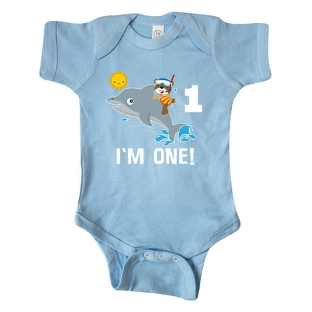 

Inktastic First Birthday 1 Year Old Dolphin Gift Baby Boy or Baby Girl Bodysuit