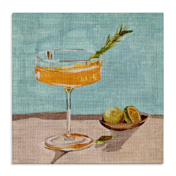 Stupell Industries Bright Cocktail Glass Food & Beverage Painting Wrapped Canvas Art Print Wall Art, 17 x 17
