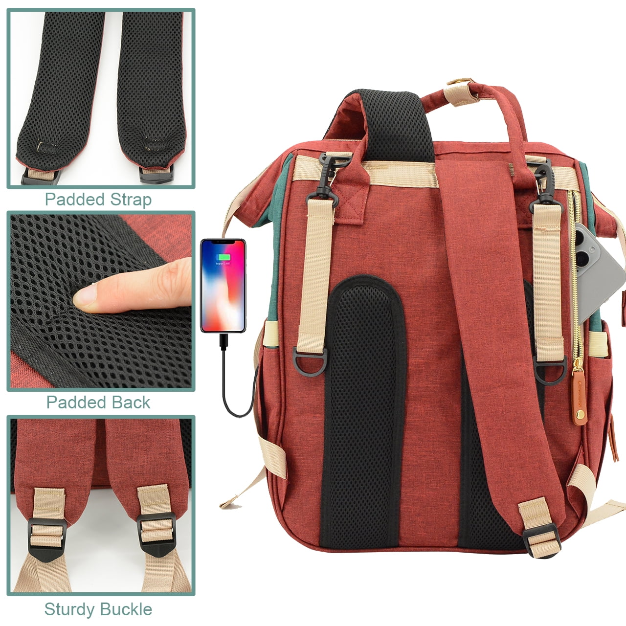 DERSTUEWE Baby Diaper Bag Backpack, Diaper Bag for Dad Mom , Insulated Milk Bottle Pockets, Pacifier Case, Large Diaper Bag for Travel (Colorful)
