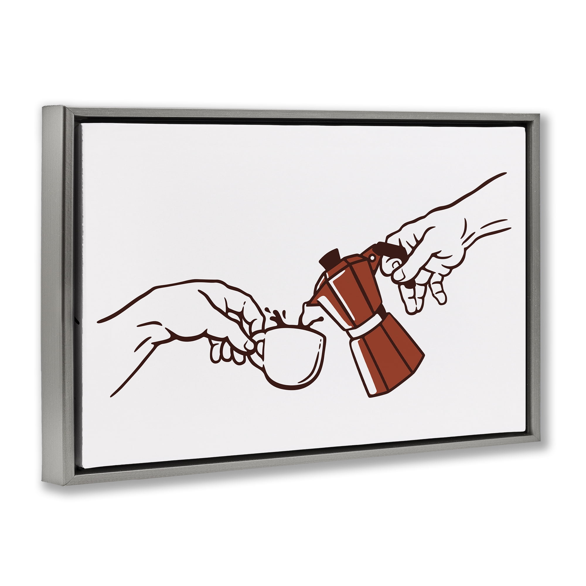 Stupell Industries Creation Of Coffee Classic Parody Gray Framed Floater Canvas Wall Art, design by Tobe Fonseca