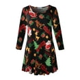 thumbnail image 2 of LARACE Plus Size Women's Christmas Tunic 3/4 Sleeve Clothes Swing Babydoll Top Side Split Crewneck Blouse Flowy Shirts Flower99_3X, 2 of 6
