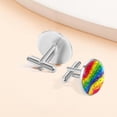 thumbnail image 7 of PhooArto Men's Classic Stainless Steel, Rainbow Background Music Notes Cufflinks Business Wedding Shirts, Silver, 7 of 7