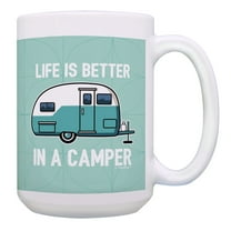 ThisWear RV Mug Life Is Better in A Camper Retro Camper Cup RV Novelty Gifts 15oz Coffee Mug Green