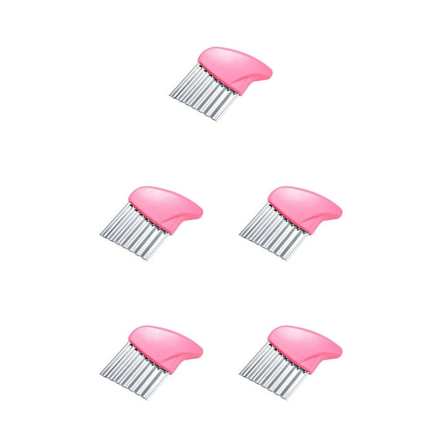 Naiovety Cortador de papas fritas Ola Cocina Fruta Fry Maker Chopper Acero inoxidable Lavable Antiadherente Zanahoria rebanar Rosa Rosado 5piezas Naiovety CBP221592