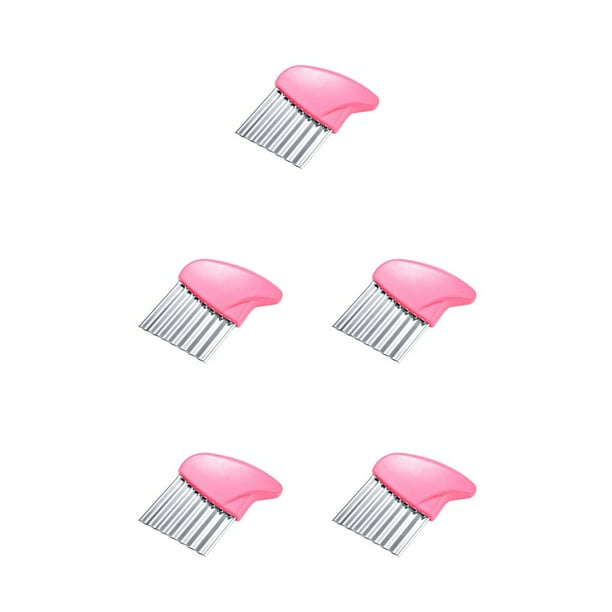 Naiovety Cortador de papas fritas Ola Cocina Fruta Fry Maker Chopper Acero inoxidable Lavable Antiadherente Zanahoria rebanar Rosa Rosado 5piezas Naiovety CBP221592