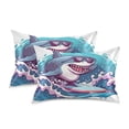 thumbnail image 2 of JSTEL Shark Surfing Funny Satin Pillowcase Standard Size Pillow Cases Envelope Closure Bed Pillow Cover, 20 x 26 inch, 2 of 9