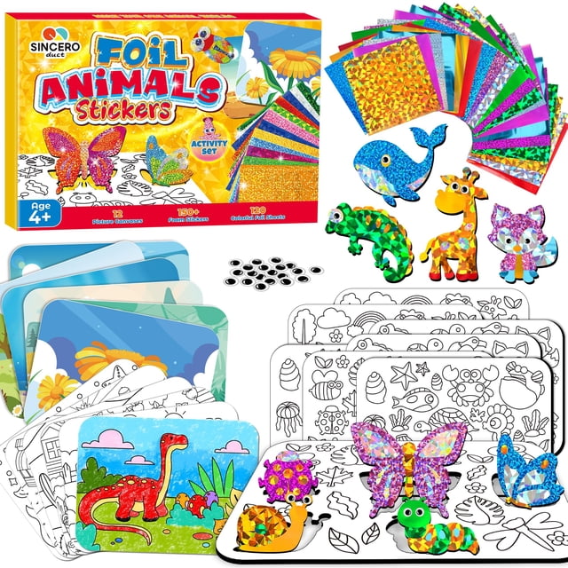 Kit de arte de aluminio Sinceroproduct para niños de 4 a 8 años con pegatinas de espuma de aluminio