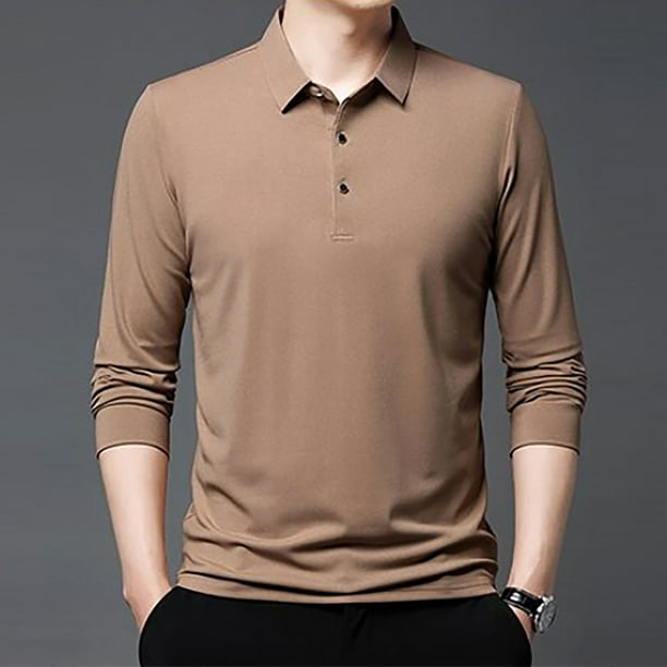 pstuiky camisa de manga larga para hombre, Camisa/top informal de manga larga con solapa a cuadros para hombre, moda de primavera e invierno Tops casuales para hombres s