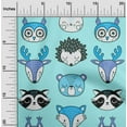 thumbnail image 2 of oneOone Cotton Cambric Aquamarine Fabric Cute Animal Face Pattern Dress Material Fabric Print Fabric By The Yard 42 Inch Wide, 2 of 6