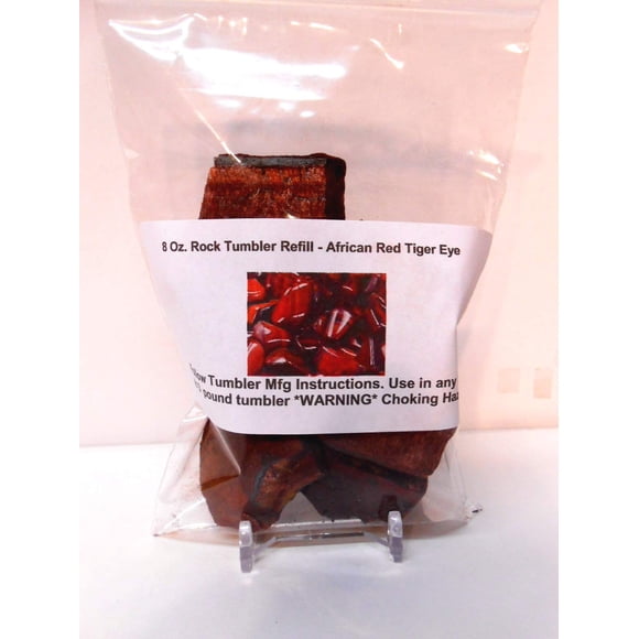 Rockhound's First Choice Rock Tumbler Gem Refill Kit African Red Tiger Eye Tumbling Rough 8oz