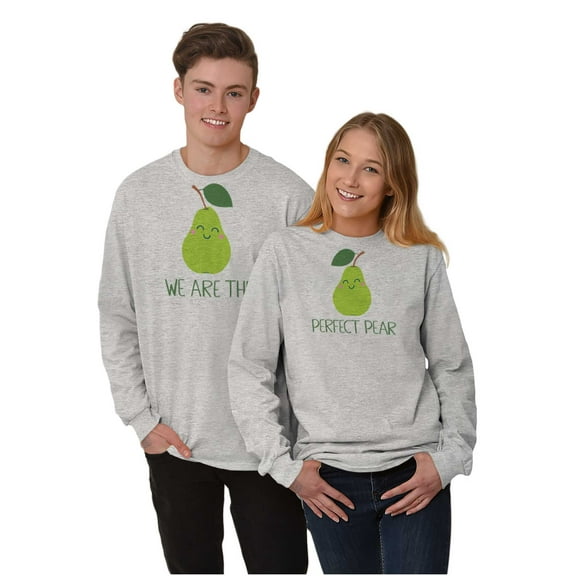 Cute Kawaii Perfect Pear Matching Set Plus Size Long Sleeve Graphic Tee Shirt Brisco Brands 2X