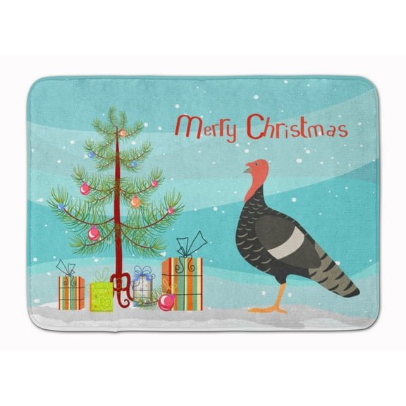Carolines Treasures BB9354RUG Marragansett Turkey Christmas Machine Washable Memory Foam Mat Teal 19 X 27" multicolor