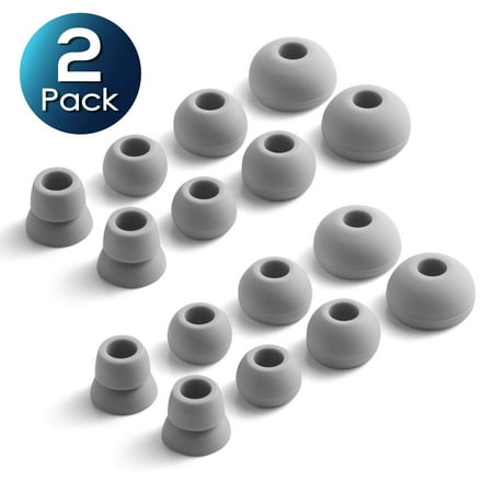 Beats Mixer Headset 16 Pieces Replacement Earbud Tips by Insten 8-Pair Replacement Ear Gels Caps Buds Silicone Cover Set for Beats by Dre Powerbeats 3 / Powerbeats 2 Beats Wireless Headphone Headset Earphone - Gray ()