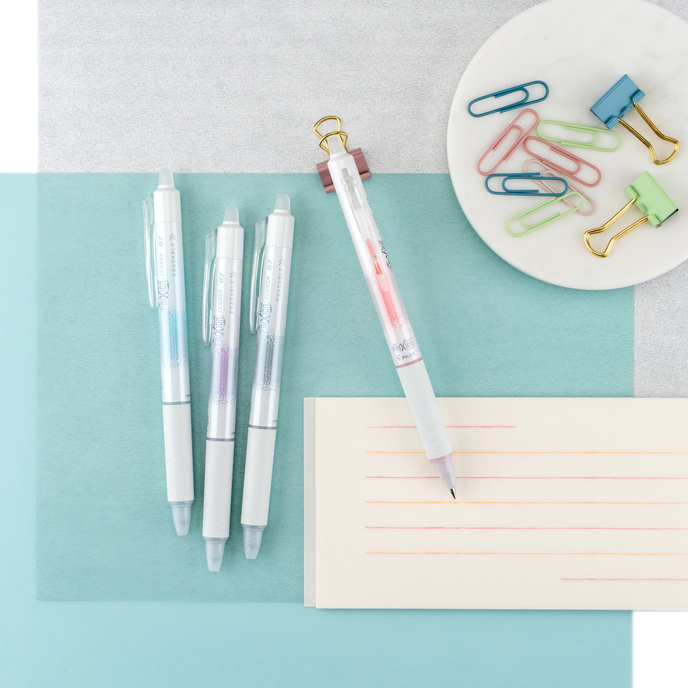 Pilot FriXion Aura Erasable Gel Ink Pens, Fine Point, 0.7mm, Assorted Ink 4 Count